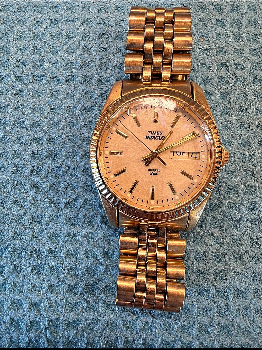 Vintage Timex Indiglo Gold-Tone Stainless Steel Watch